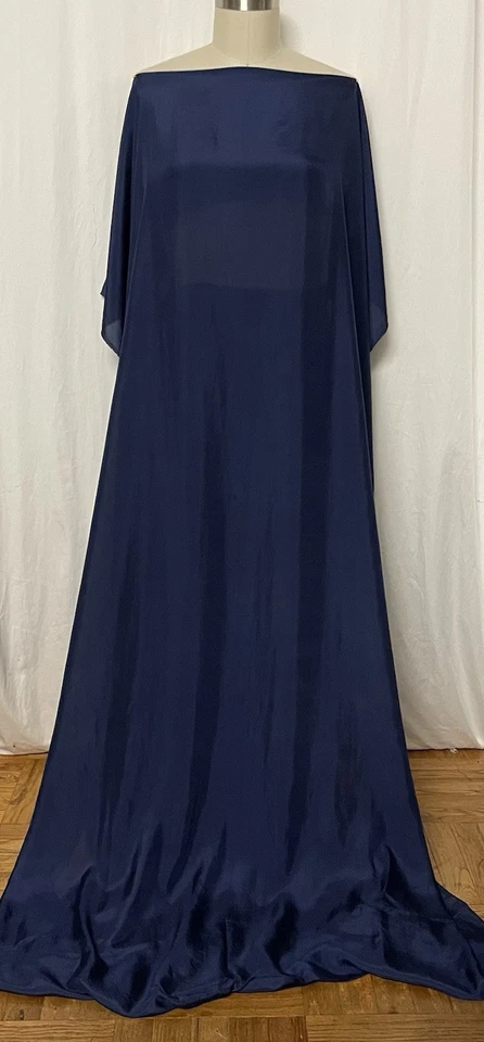 Tela 100 % lujosa seda Habotai azul marino 4,5 yardas de largo 44" de ancho Foto 4 de 4