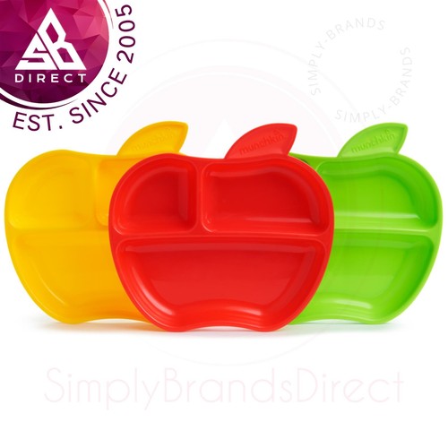 Munchkin Lil Apple Divided Plates Pack of 3│For 6+ months Toddler Self Feeding