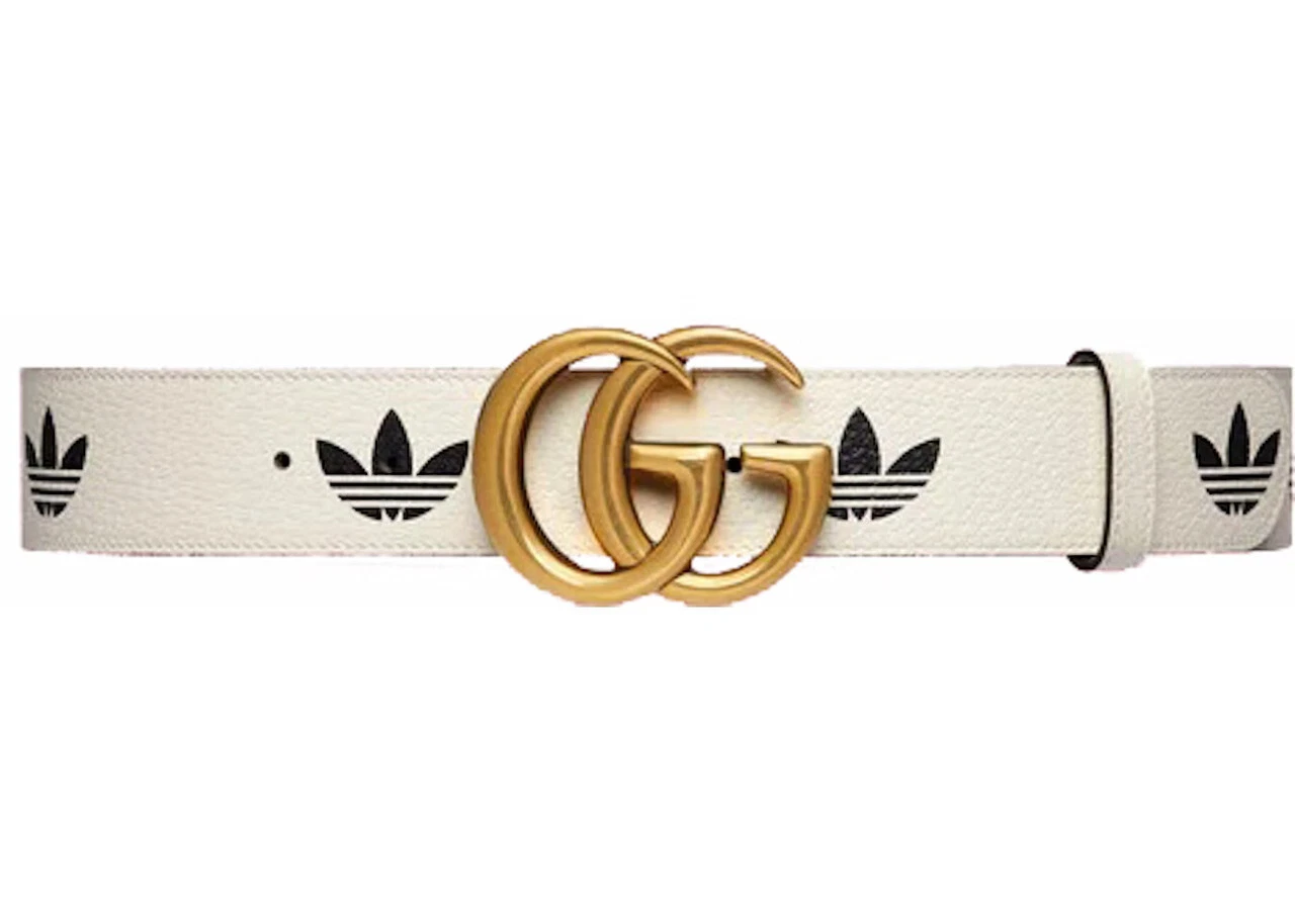 Ceinture Gucci x Adidas GG Marmont blanche