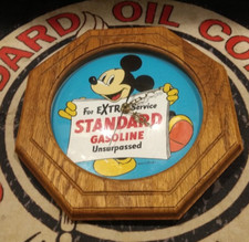 STANDARD OIL.MICKEY MOUSE 1940'S VINTAGE MICKEY MOUSE WALL CLOCK.MANCAVE.GARAGE
