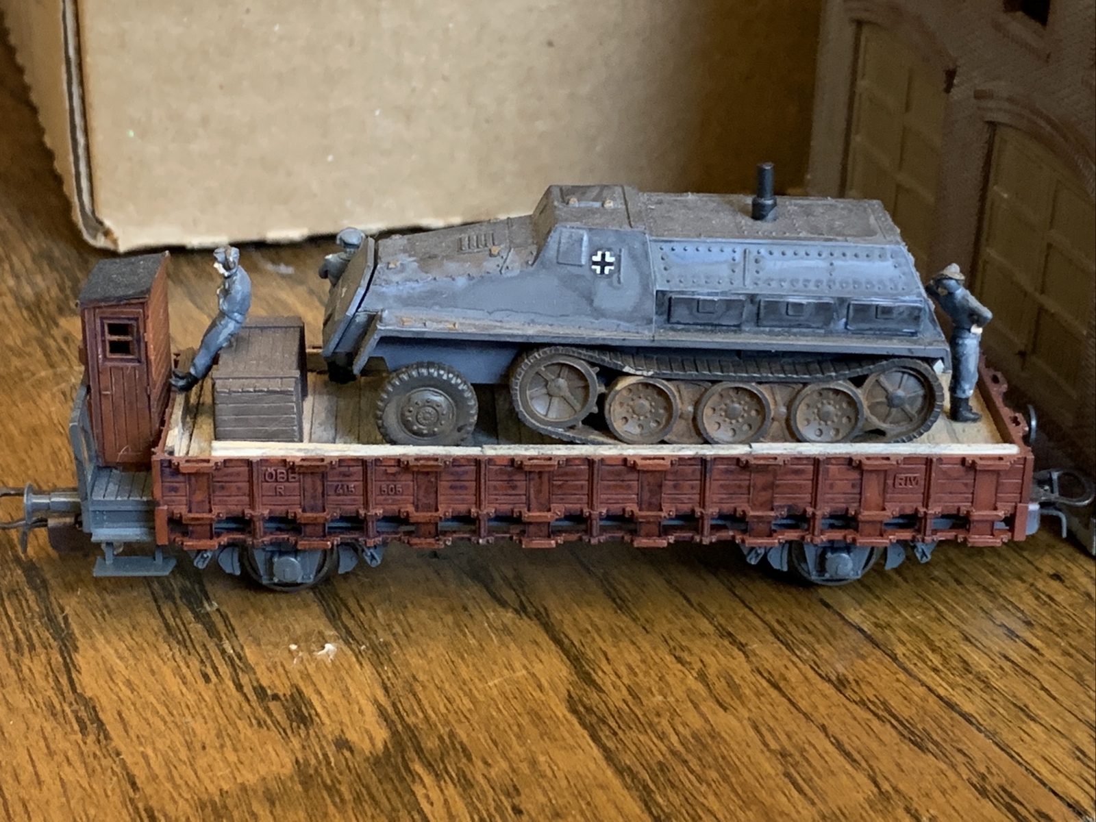 HO Roco WWII Custom DR Wagon With Half Track