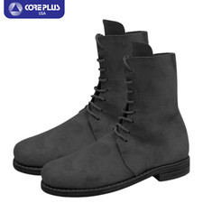 Civil War Shoe Colonial Ankle High Leather Boots -Lace-Up Men's Boots Black