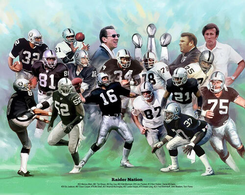 Oakland Raiders 17 LEGENDS 20x24 POSTER Print - Madden Stabler Allen Bo Jackson - Afbeelding 1 van 1