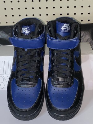 blue and black air force ones high top