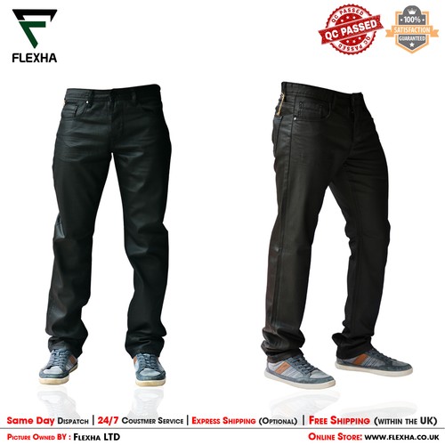 Men's straight fit jeans Nero Elegante Pantaloni Marca per ragazzo nuova  finitura olio Touch | eBay