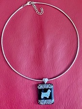 Norwich Terrier Dichroic Glass Pendant with Choker Chain
