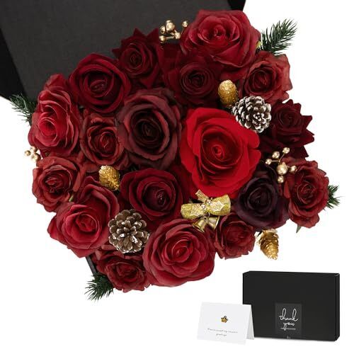 Kunstblumen für Christbaumschmuck | Seidenblumen mit Burgunder - Bild 4 von 8