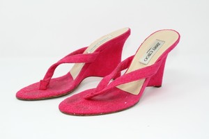 Jimmy Choo Hot Pink Terry Cloth Wedge Thong Sandals Hard To Find Size 38 | eBay