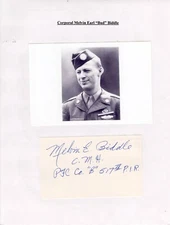 Melvin Earl "Bud" Biddle- Signed Notecard (MOH Receiving WWII Vet)
