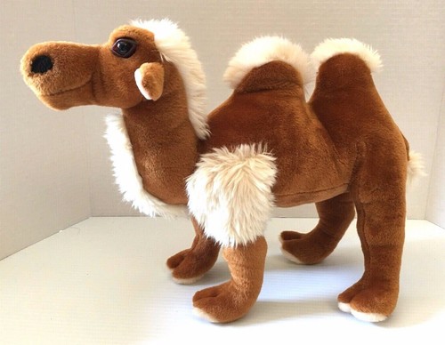 FIESTA Toys Standing Brown 2 Hump Camel Plush w Off White Fur on Humps 15" Long - Picture 1 of 4