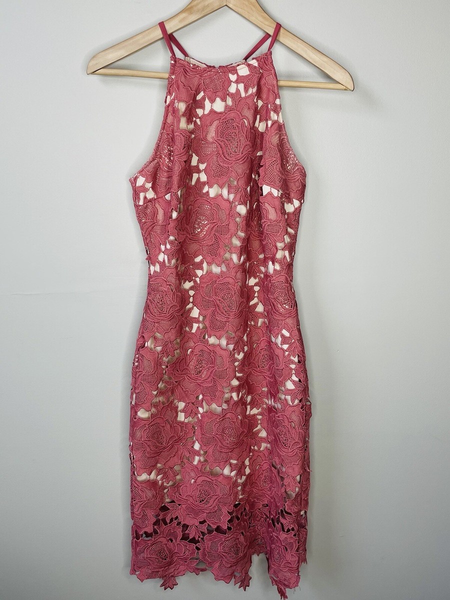 Akira Chicago Size Small Dress Rose Floral Lace Overlay Midi Romantic  Cocktail | eBay