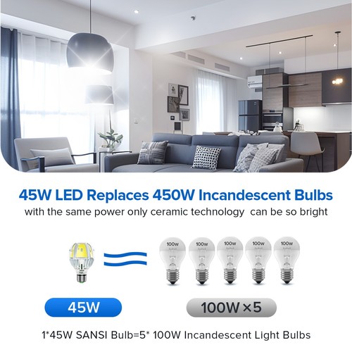 High Lumen LED Light Bulb 5000K Daylight Energy Saving Home Light Bulb E26 SANSI - Picture 20 of 84