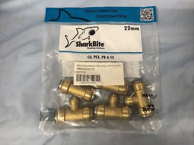 5 x Sharkbite reduziertes Ast T-Stück 22x22x15 mm SB03222215 Tectite F&F