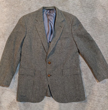 Vintage Austin Reed Blazer Men 42R Gray Wool Tweed Herringbone Jacket UK
