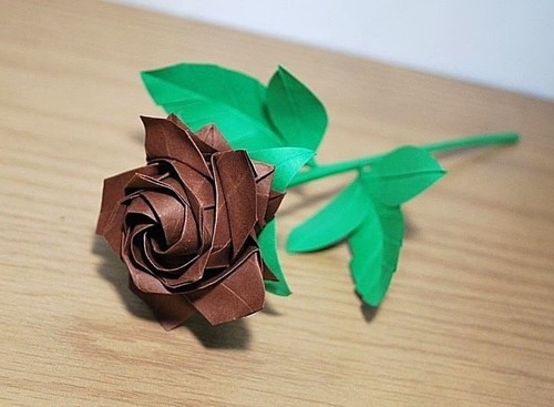 Origami pentagon Rose paper flower Valentine wedding anniversary bouquet gift - Picture 32 of 32
