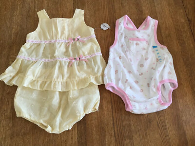NEW Baby Girl Dress 3-6 Mos Little Lindsey Yellow & Pink Lion Elephant Clothes