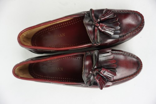 Zapatos/mocasines de vestir COLE HAAN de cuero borgoña con borla para hombre hechos en EE. UU. 9,5 - Imagen 10 de 10