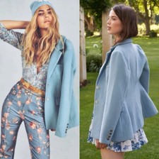 Loveshackfancy Lula Wool Blend Blazer Coat Jacket Womens Size  8 Baby Blue Color