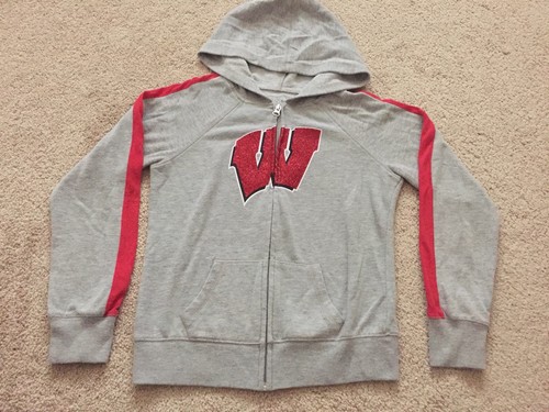 NCAA Wisconsin Girls Sweatshirt Badgers Zip Up Hooded SZ 7 Gray