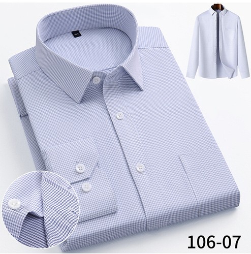 Mens Dress Shirts Long Sleeves Formal Business No Iron Plaids Casual Shirts Tops - Picture 3 of 18