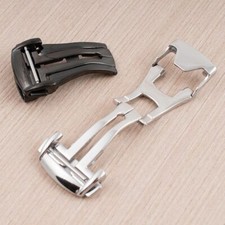 Single Fold Deployant Watch Buckle Clasp Deployment Silver Black Butterfly tag