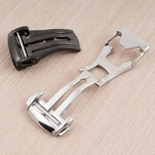 Single Fold Deployant Watch Buckle Clasp  Deployment Silver Black Butterfly tag