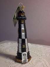 Old World New Cape Henry Lighthouse Glass Ornament