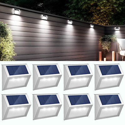 Solar Power Stairs Lights Outdoor Garden Pathway Wall Fence Deck Solar Step Lamp