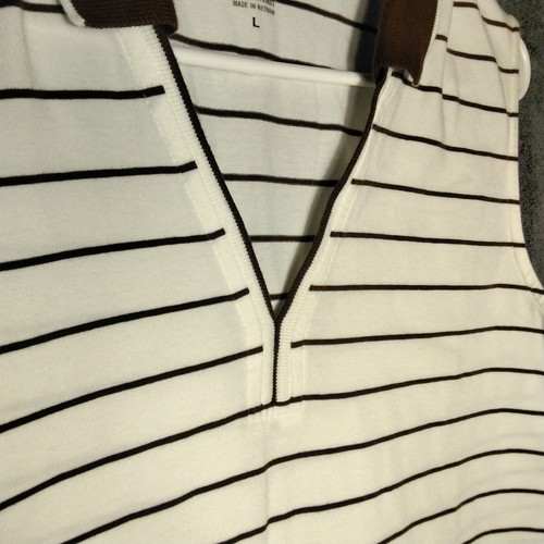 Izod XFG Stretch Womens Tank Top Size L White Brown Stripes Sleeveless pullover - Picture 12 of 12