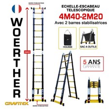 Eescabeau-échelle télescopique 4.40m/2.20m  Woerther avec housse et sac à outils