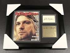 Kurt Cobain Nirvana Facsimile Autographed REPRINT Framed MAGAZINE 8x10 Photo