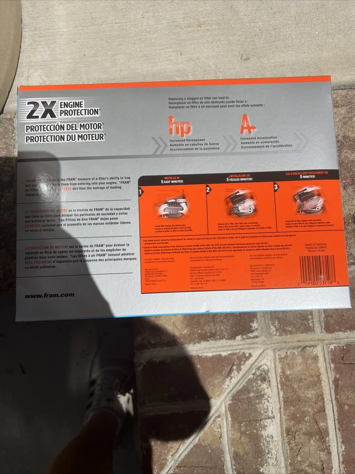 Filtro de aire Fram CA10348 Jeep Wrangler 2007-2018 Jeep Wrangler JK 2018 Foto 3 de 3