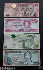 Bahamas Set of 50 Cent, 1, 3 and 5 Dollar Banknotes - UNC