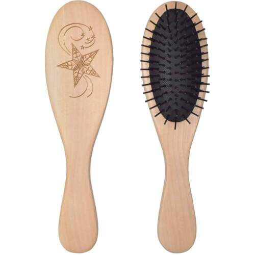 'Decorative Star' Wooden Hairbrush (HA00006114) - Picture 1 of 2
