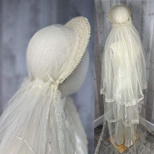 🌷1920er Art Deco Liquid Satin Brautkleid / Brautkleid Schleier Wachsblumen Sml - Bild 20 von 22