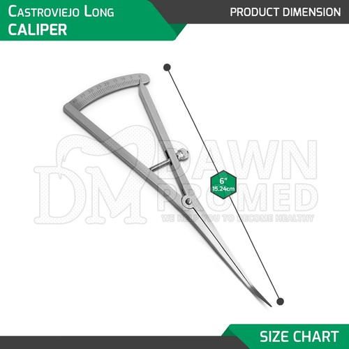 Pinza Castroviejo en ángulo 6" de largo mapeo óseo escala 0-40 mm oftalmología Int - Imagen 2 de 9