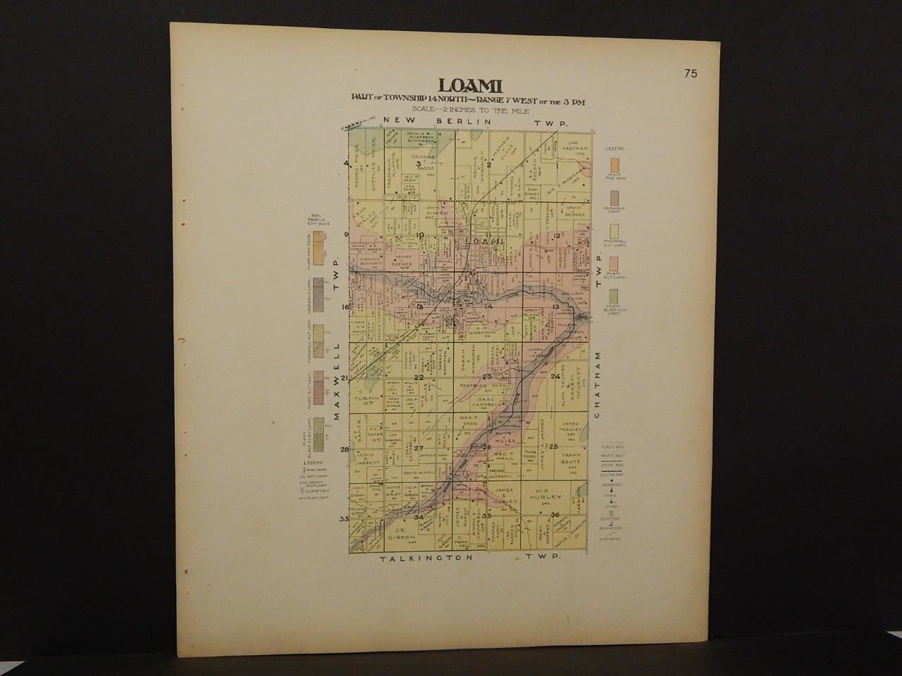 Illinois Sangamon County Map Loami Township 1914 J10#05 | eBay