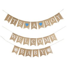 Welcome Baby Banner It's A Boy Banner Burlap Baby Shower Banner For Baby Show...