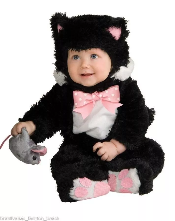 Cute Infant Black Kitty Cat Halloween Costume Baby 6 12 mos