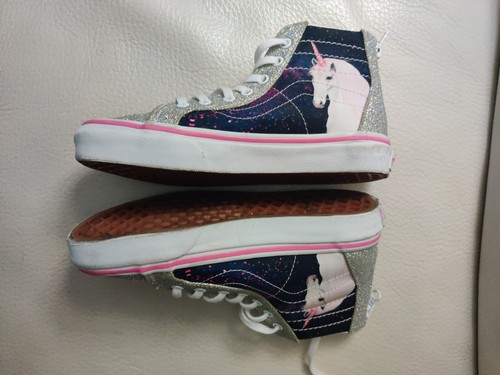 Vans girls high top size 2 Unicorn Glitter Sparkle Skateboard shoes kids - Picture 3 of 10