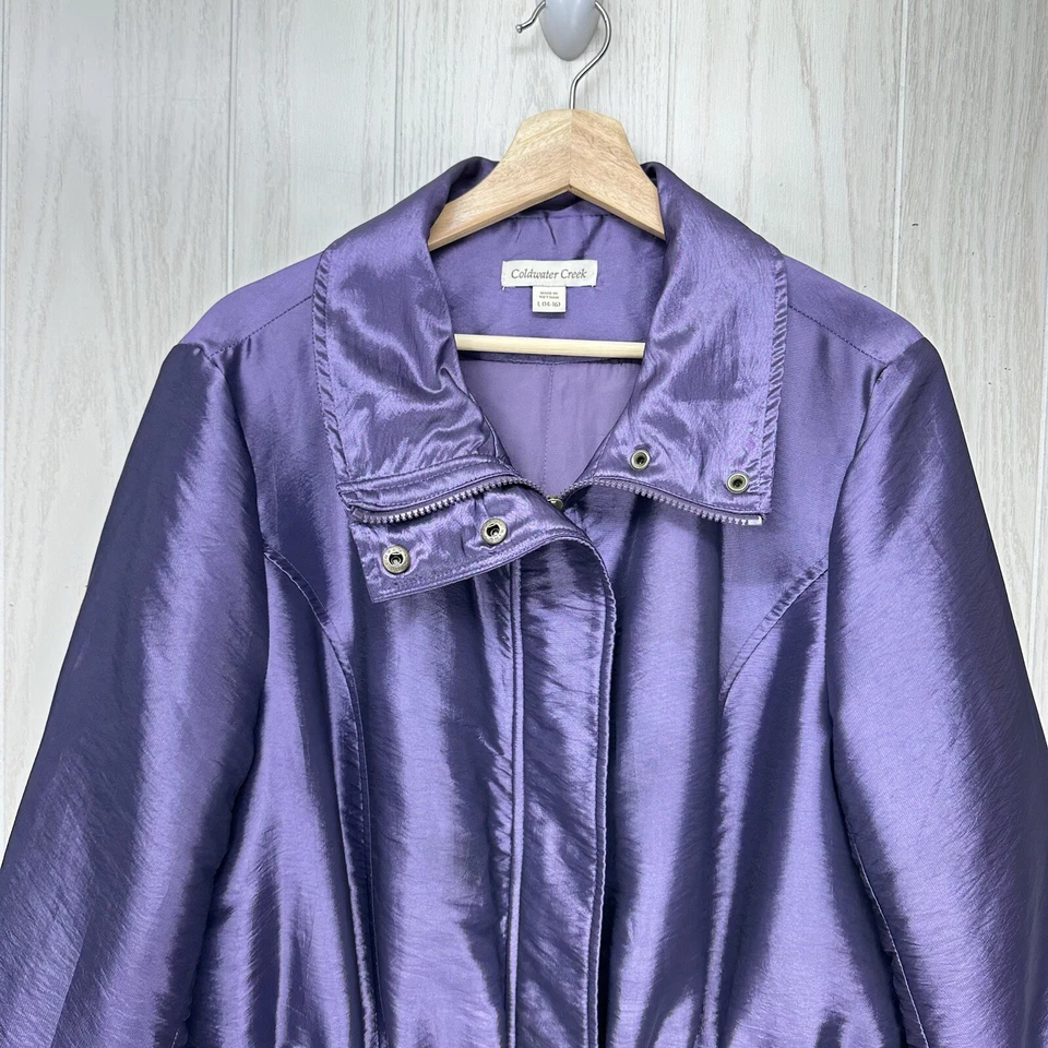 Coldwater Creek парка пальто женщин большой фиолетовый хромой регулируемая талия двусторонняя молния - Изображение 3 из 4