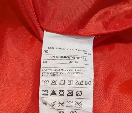 United Colors Of Benetton Winter rot Schnee Jacke gefütterte Kapuze Größe 12-24 Monate - Bild 4 von 5