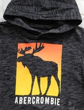 ABERCROMBIE   Boys 13/14   Dark Gray/Orange Moose Logo Hoodie Sweatshirt   DH49