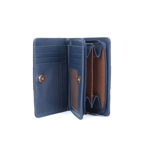 Klassische kurze Damen-Geldbörse mit Metalllogo Reißverschluss oben VKP1508 – blau - Bild 3 von 4