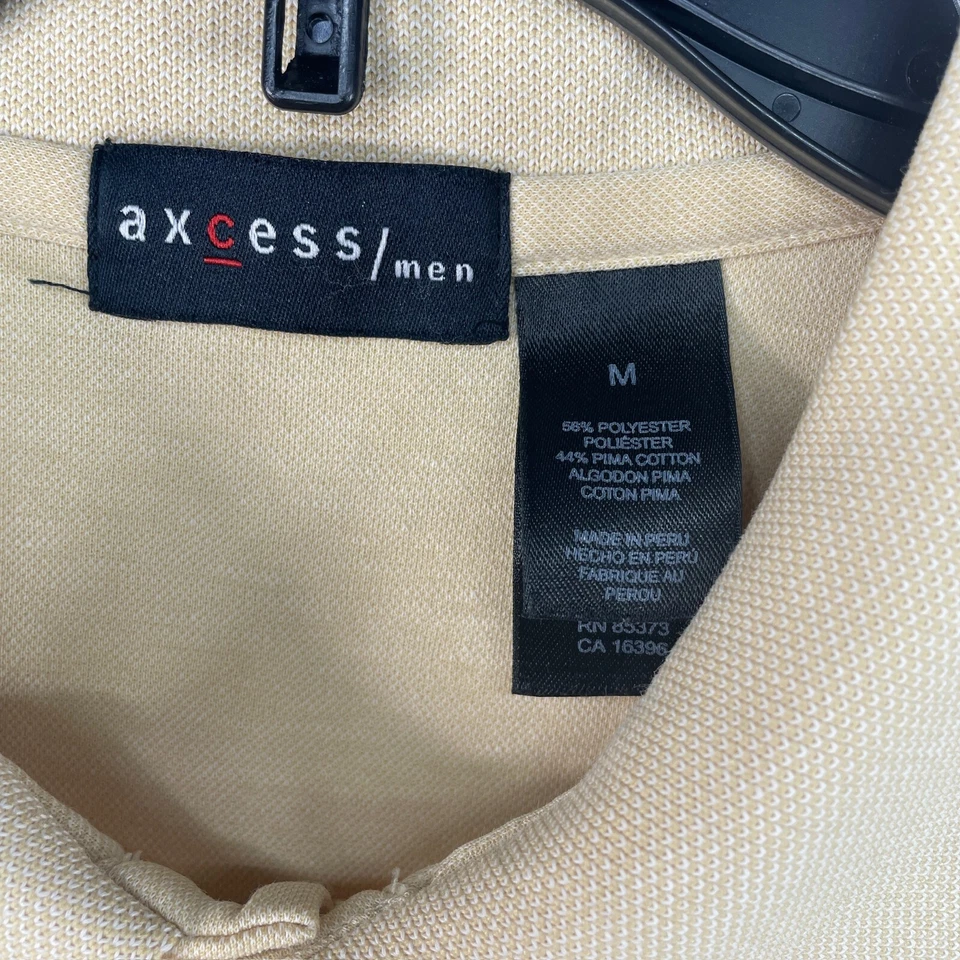 Camisa polo Axcess para hombre talla mediana amarilla manga corta Foto 3 de 4