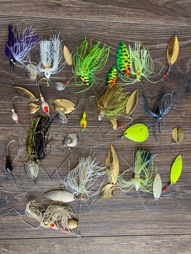 LOT 14 BASS FISHING LURES SPINNERBAITS NEW TO USED MIXED TANDUM SPINNERS UNBRAND - Picture 3 of 8