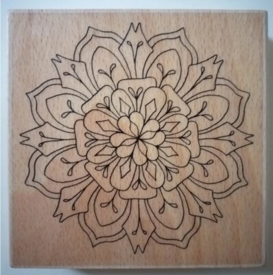 Rubber Ink Stamp, Floral by Design by Creative Stamping Wood Mount Block. Neu.
