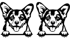 Peeking Corgi 2 Pack Black Vinyl Decal Car Window Laptop Tablet Tumbler Notebook
