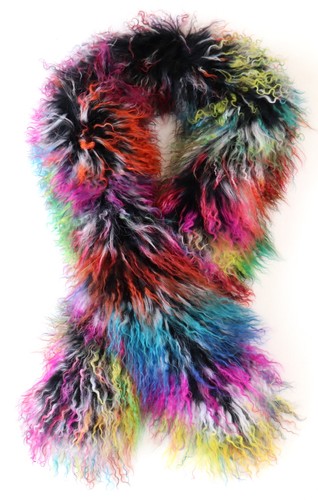 Pelz Schal XL Tibetlamm 2in1 Loop Boa Fell Stola Lammfell Mantel Besatz Bunt - Bild 7 von 9