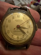 Vintage Sheffield Swiss Jewelled Antimagnetic Manual Wind Watch 1950s Champagne
